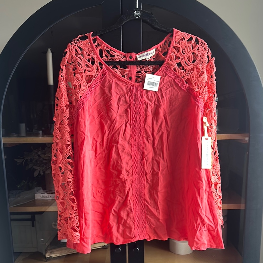Altar'd State Pink Ruffled Relaxed Blouse